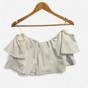 Revamped Cream Off-Shoulder Crop Top